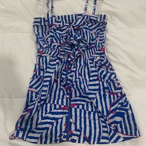 Blue and pink front zip dress